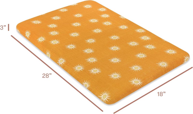 babyletto Muslin Baby Bassinet Sheets for Girls & Boys - GOTS Certified Breathable Organic Cotton Cover - 360° Fitted, Soft, Gentle & Cozy Rectangle Bedside Bassinet Sheets - Golden Hour - Image 3